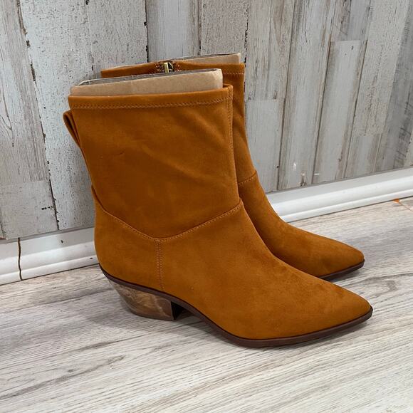 New! Franco Sarto Sammi Orange Tan Low Heel Booties Western Women’s Size 8.5 - Picture 1 of 6